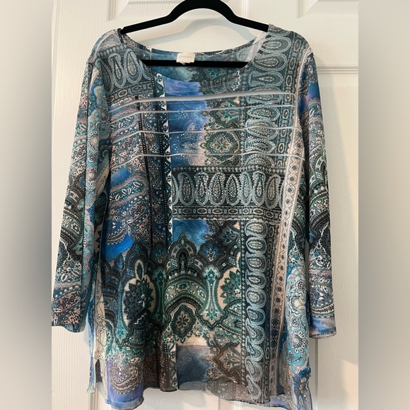 Chico's Tops - Chicos gorgeous multi blues stop Large
